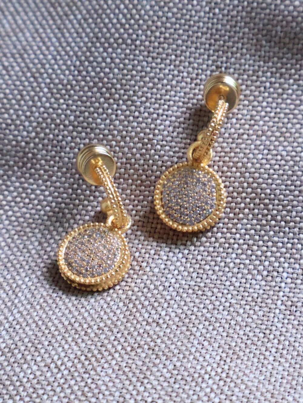 Fleur-de-Lis Gold Pavé Cubic Zirconia Earrings by Julie Vos